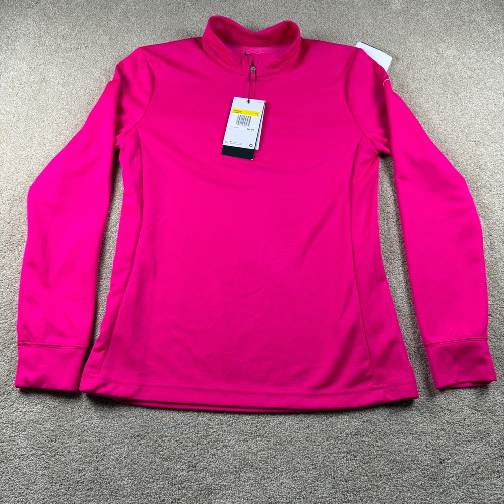 Nike Dri-FIT Womens Pink Quarter Zip Pullover Long Sleeve Active Top Small NWT